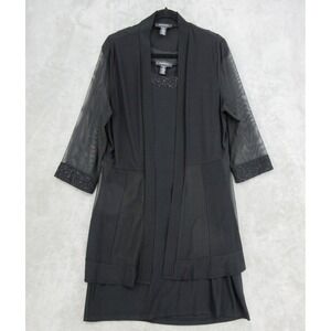 R&M Richards Dress Womens Size XL Beaded Sheer Panel Evening Event Party Black